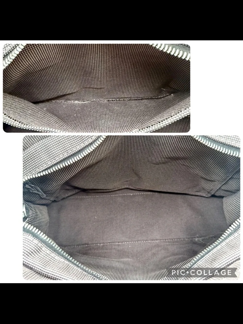 Hermes Dark Gray Canvas Messenger Tote with Webbed Straps